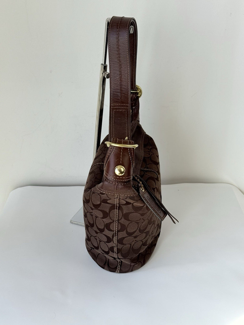 Vintage Coach Bleecker Brown Signature Bucket Bag 00s Y2K Shoulder Bag