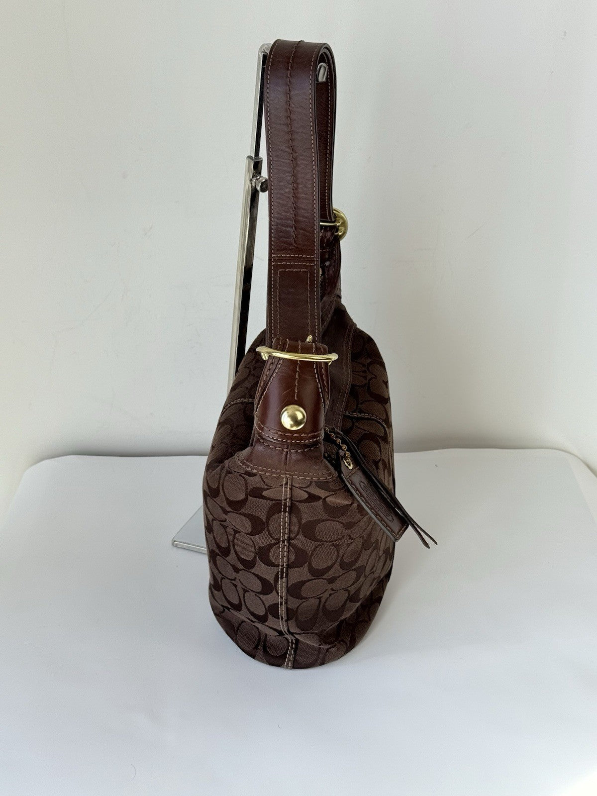 Vintage Coach Bleecker Brown Signature Bucket Bag 00s Y2K Shoulder Bag