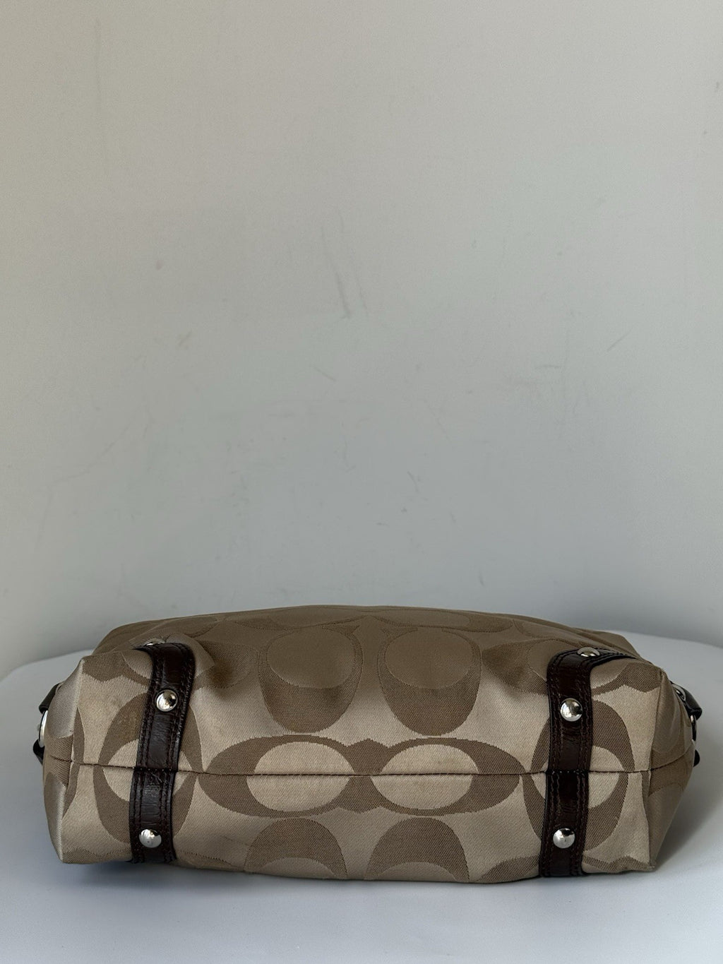 Vintage Coach Carly Hobo Bag Beige/Dark brown Signature Shoulder Bag 00s Y2K