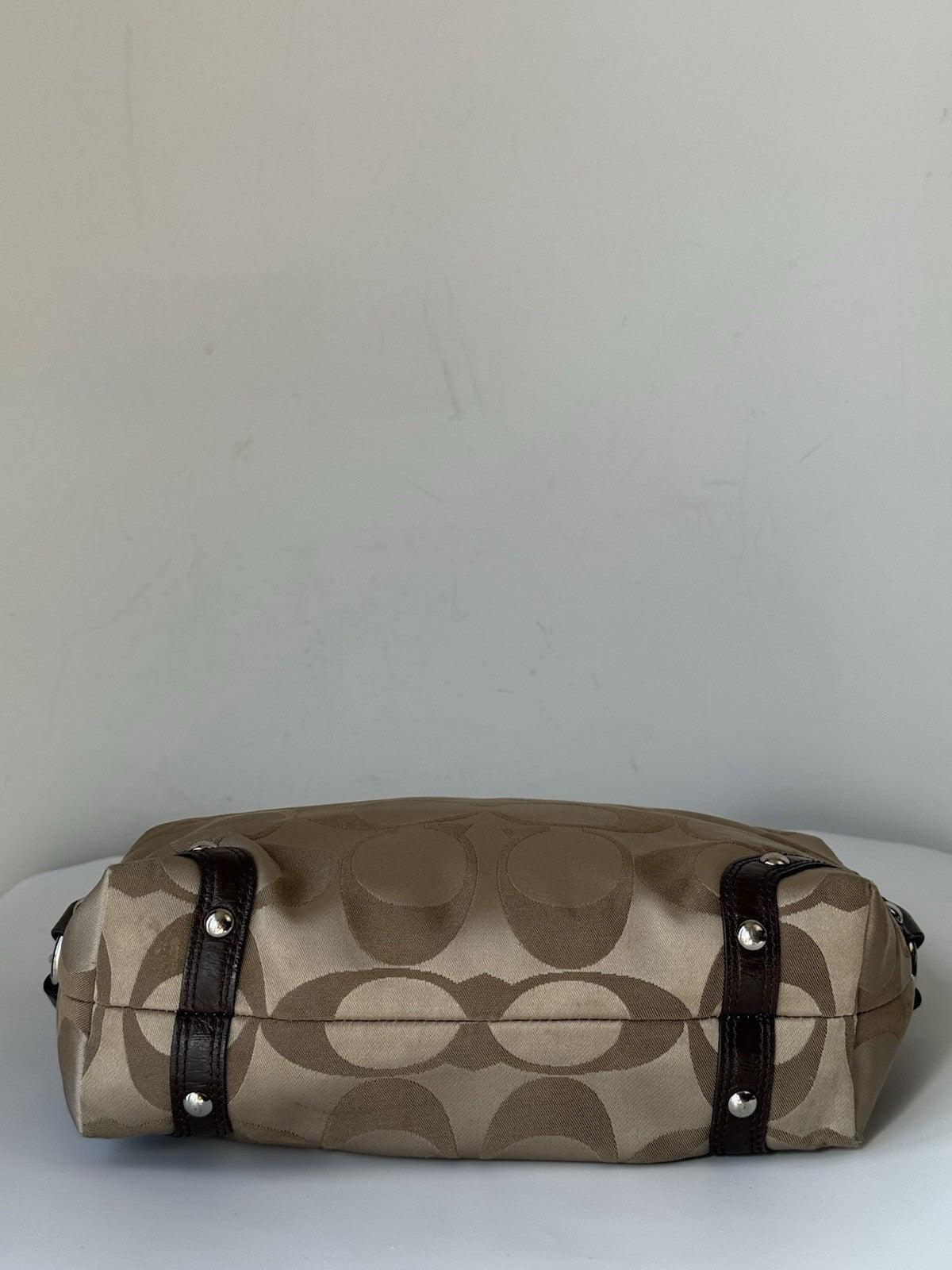 Vintage Coach Carly Hobo Bag Beige/Dark brown Signature Shoulder Bag 00s Y2K