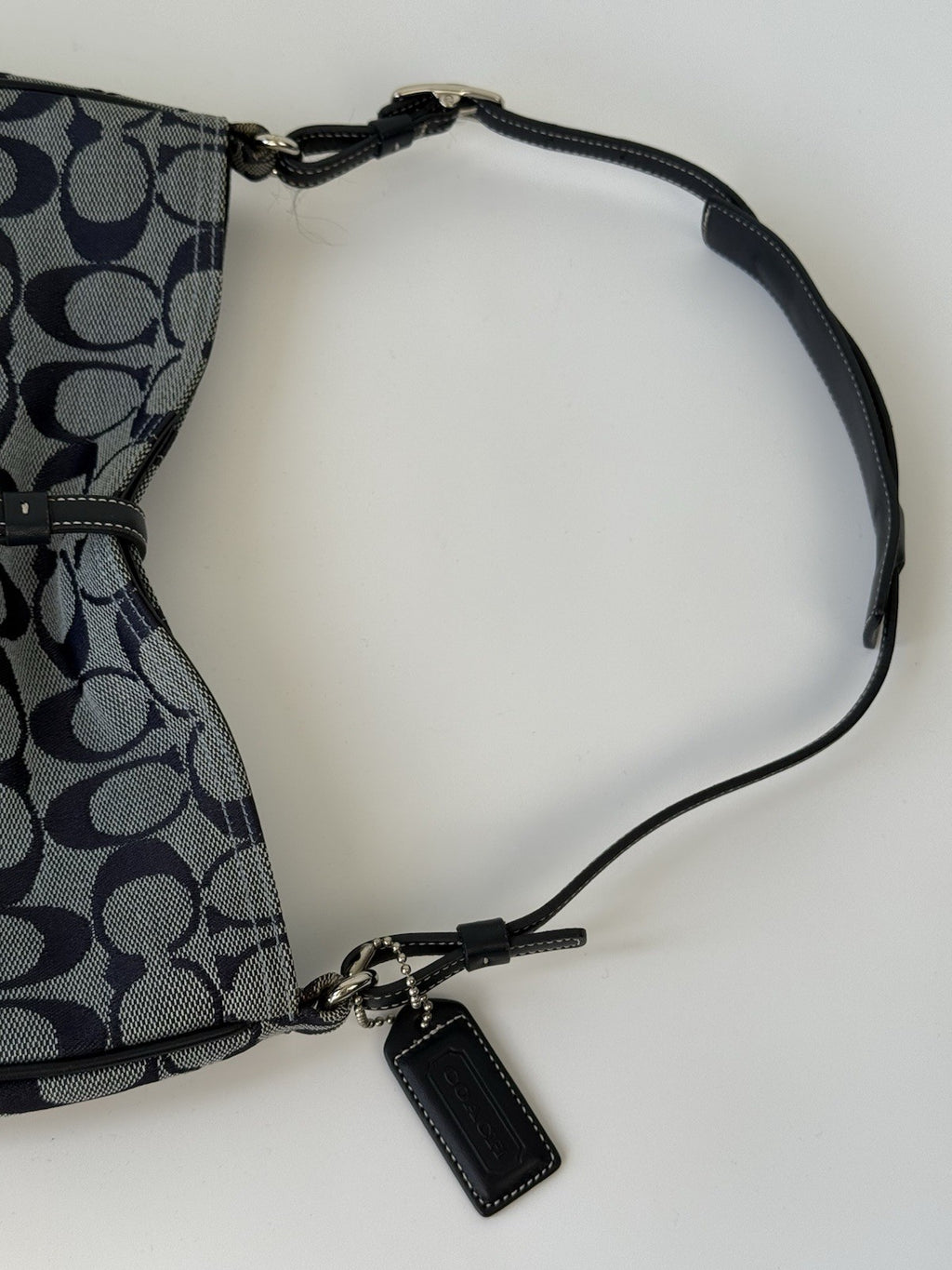 Vintage Coach Hampton Bag Blue & Black Signature Coach Shoulder Bag 00s Y2K