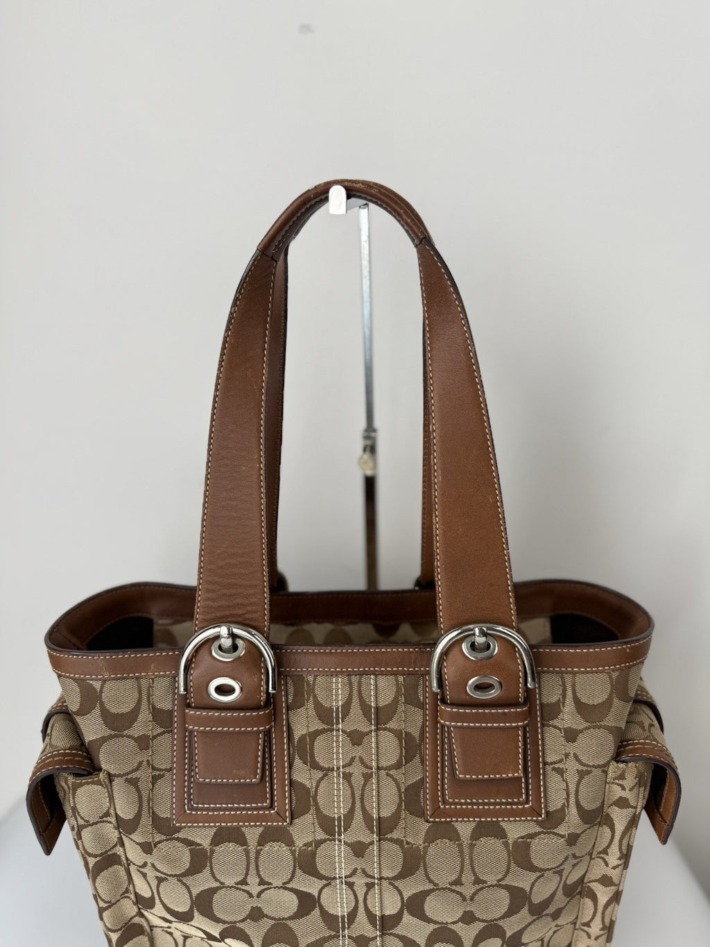 Vintage Coach Carryall Tote Bag Brown Signature Handbag 00s Y2K Bag
