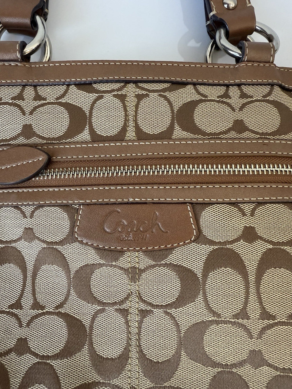 Vintage Coach Bag Brown & Tan Penelope Signature Tote Bag 00s Y2K Handbag