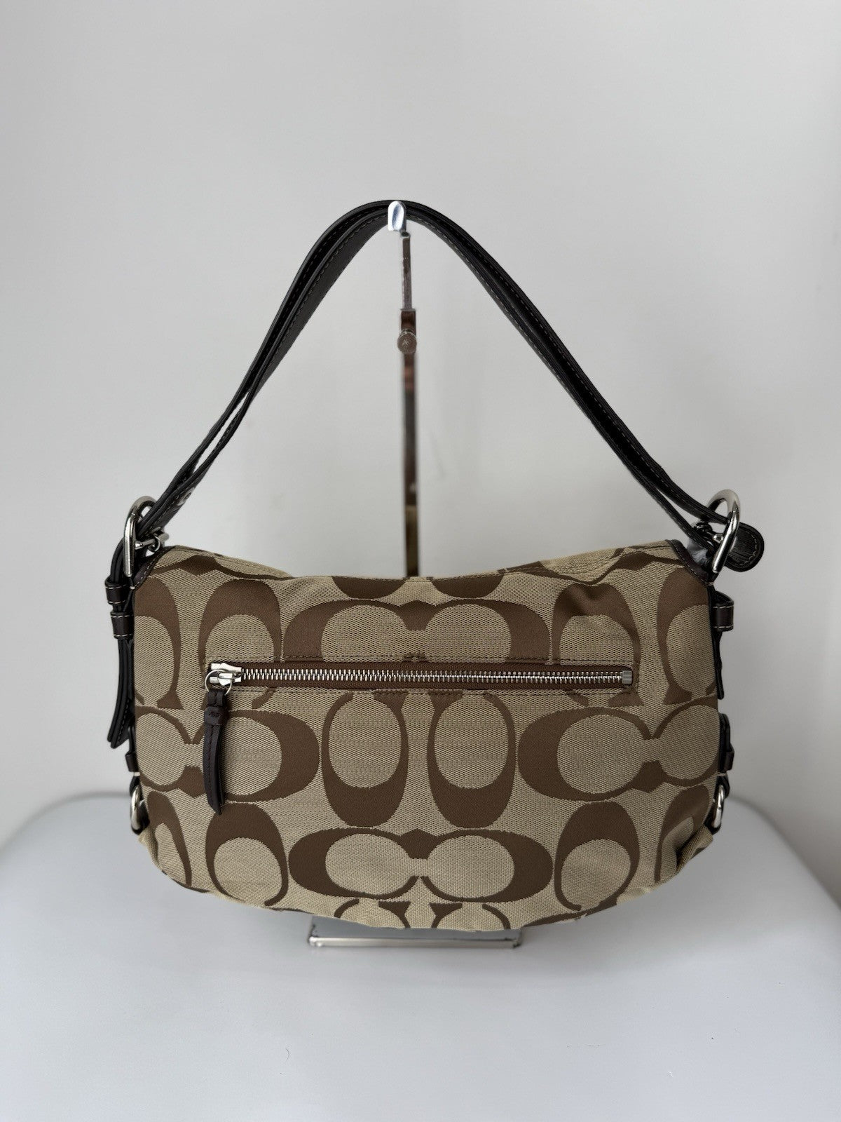 Vintage Coach Shoulder Bag Brown & Beige TurnLock Signature Crossbody Bag Y2K