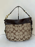Vintage Coach Zoe Bag Khaki/Mahogany Signature Shoulder Bag 00s Y2K Bag