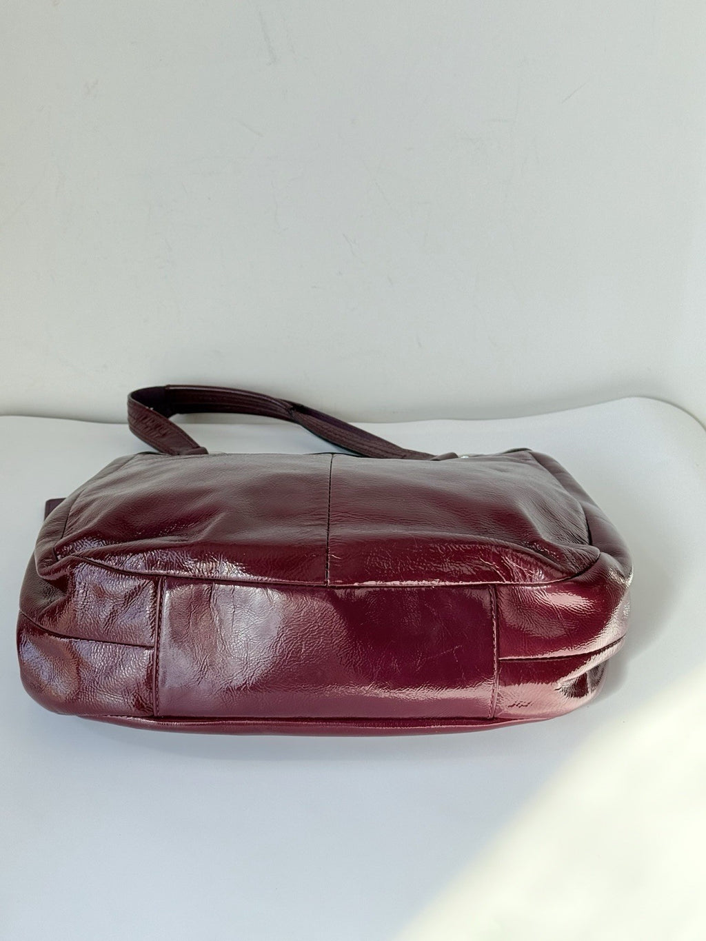 Vintage Coach Soho Hobo Bag Crimson Plum Patent Leather Shoulder Bag 00s Y2K