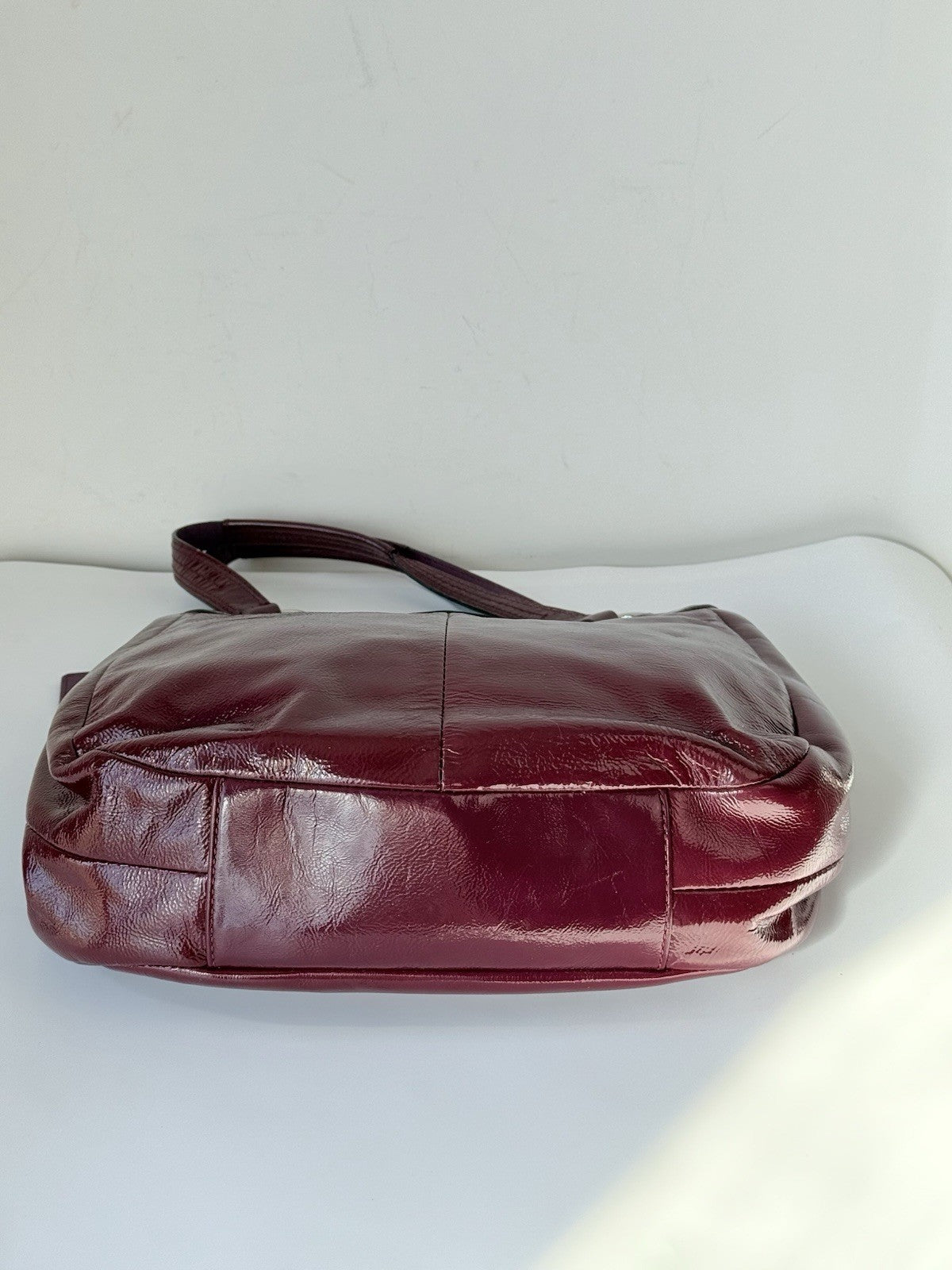 Vintage Coach Soho Hobo Bag Crimson Plum Patent Leather Shoulder Bag 00s Y2K