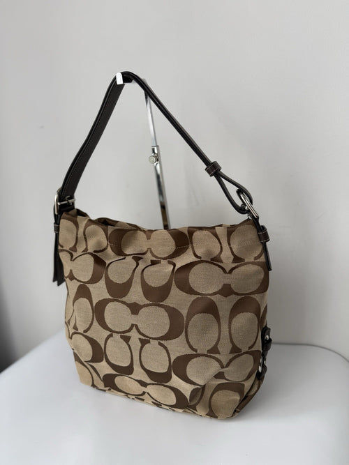 Vintage Coach Bag Brown & Beige Signature Crossbody Bag 00s Y2K Shoulder Bag