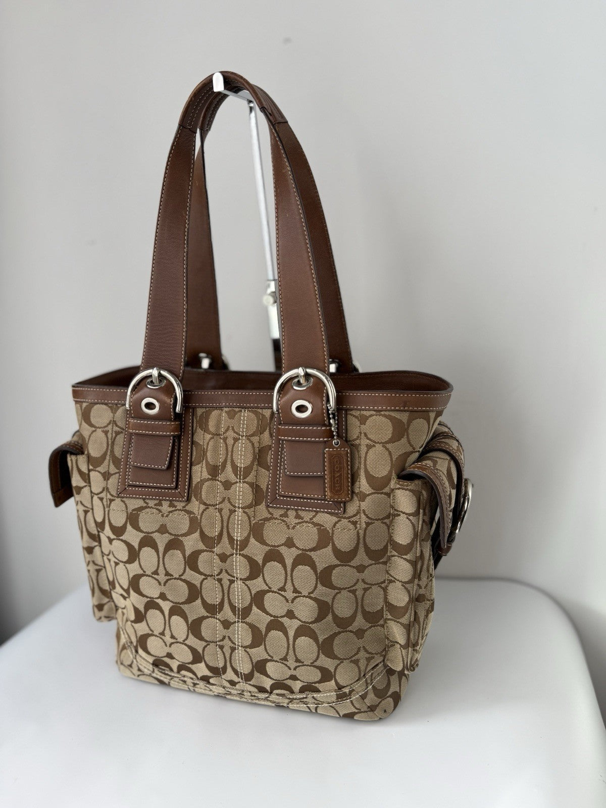 Vintage Coach Carryall Tote Bag Brown Signature Handbag 00s Y2K Bag