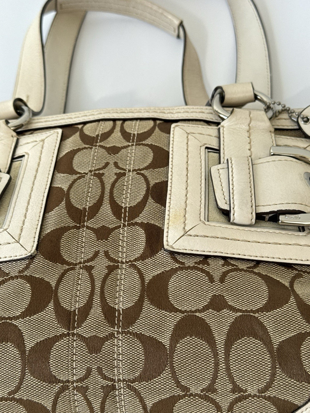 Vintage Coach Soho Bag Beige & Brown Signature Coach Handbag 00s Y2K