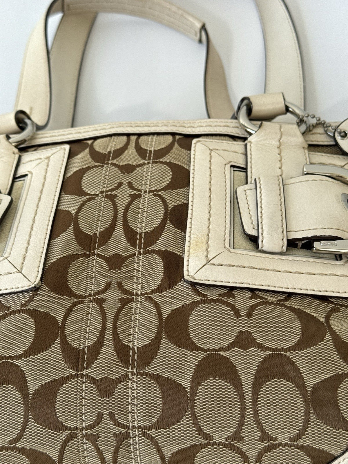 Vintage Coach Soho Bag Beige & Brown Signature Coach Handbag 00s Y2K