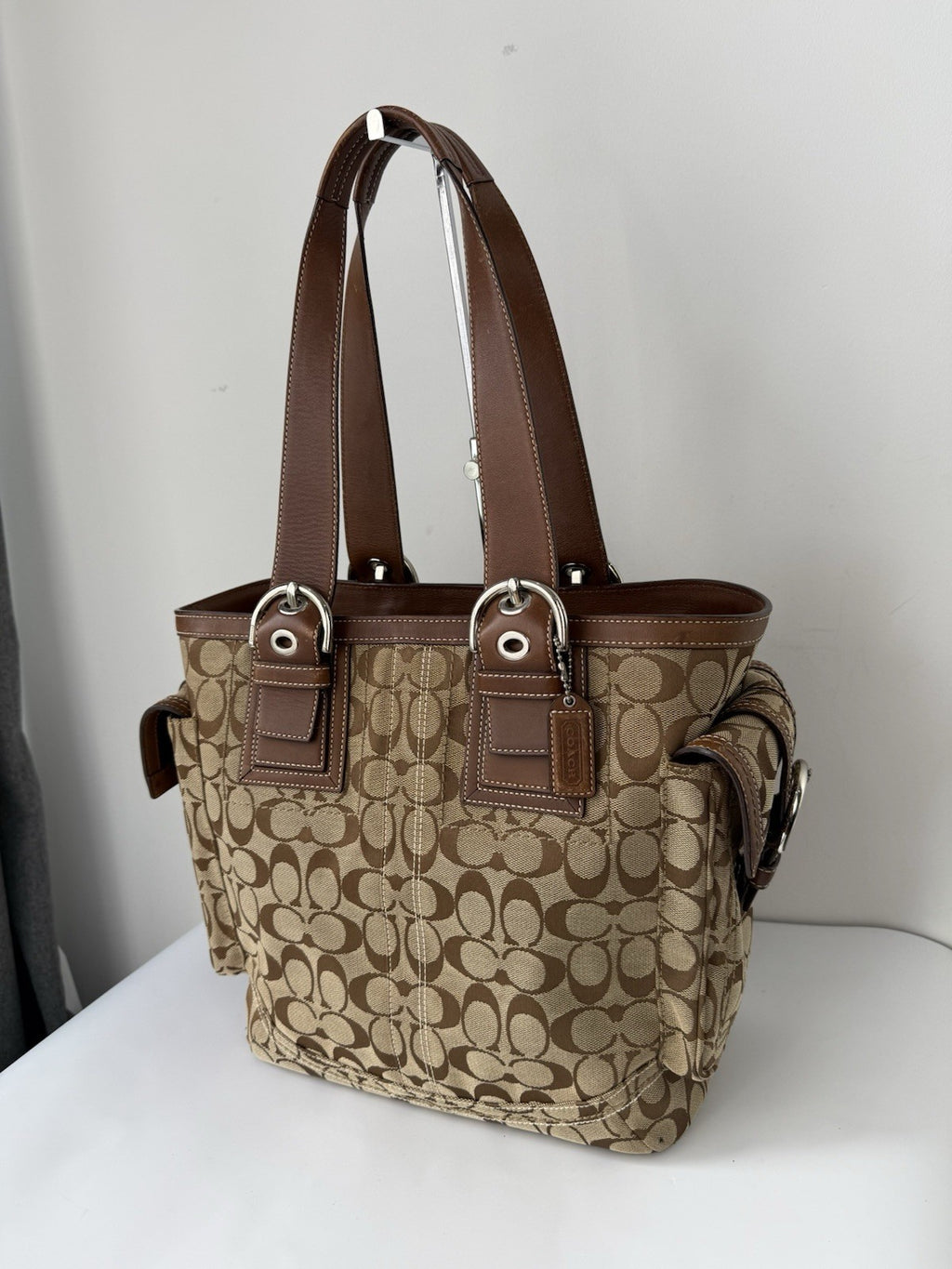 Vintage Coach Carryall Tote Bag Brown Signature Handbag 00s Y2K Bag