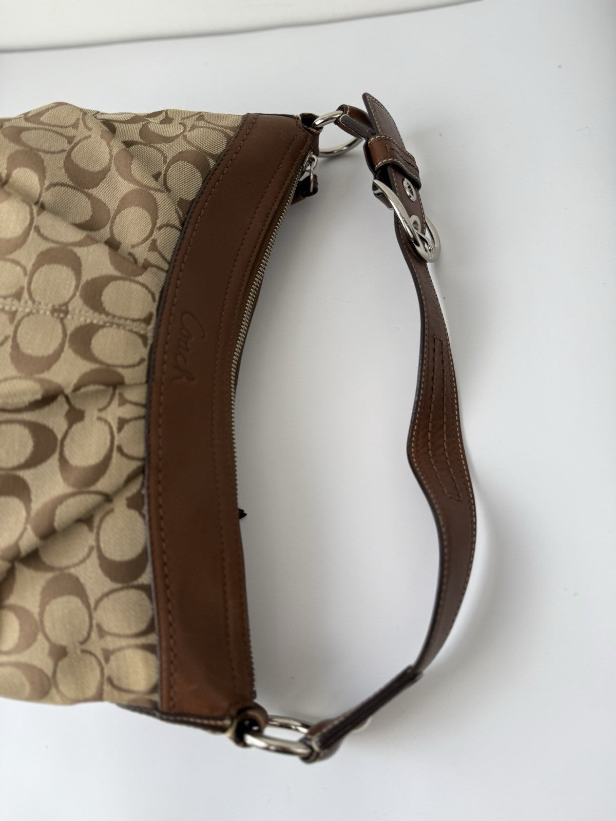 Vintage Coach Soho Pleated Bag Brown Signature Coach Hobo Bag  00s Y2K
