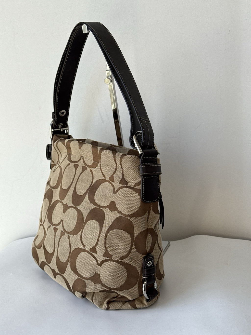 Vintage Coach Hobo Bag Brown & Beige Signature Crossbody Bag 00s Y2K