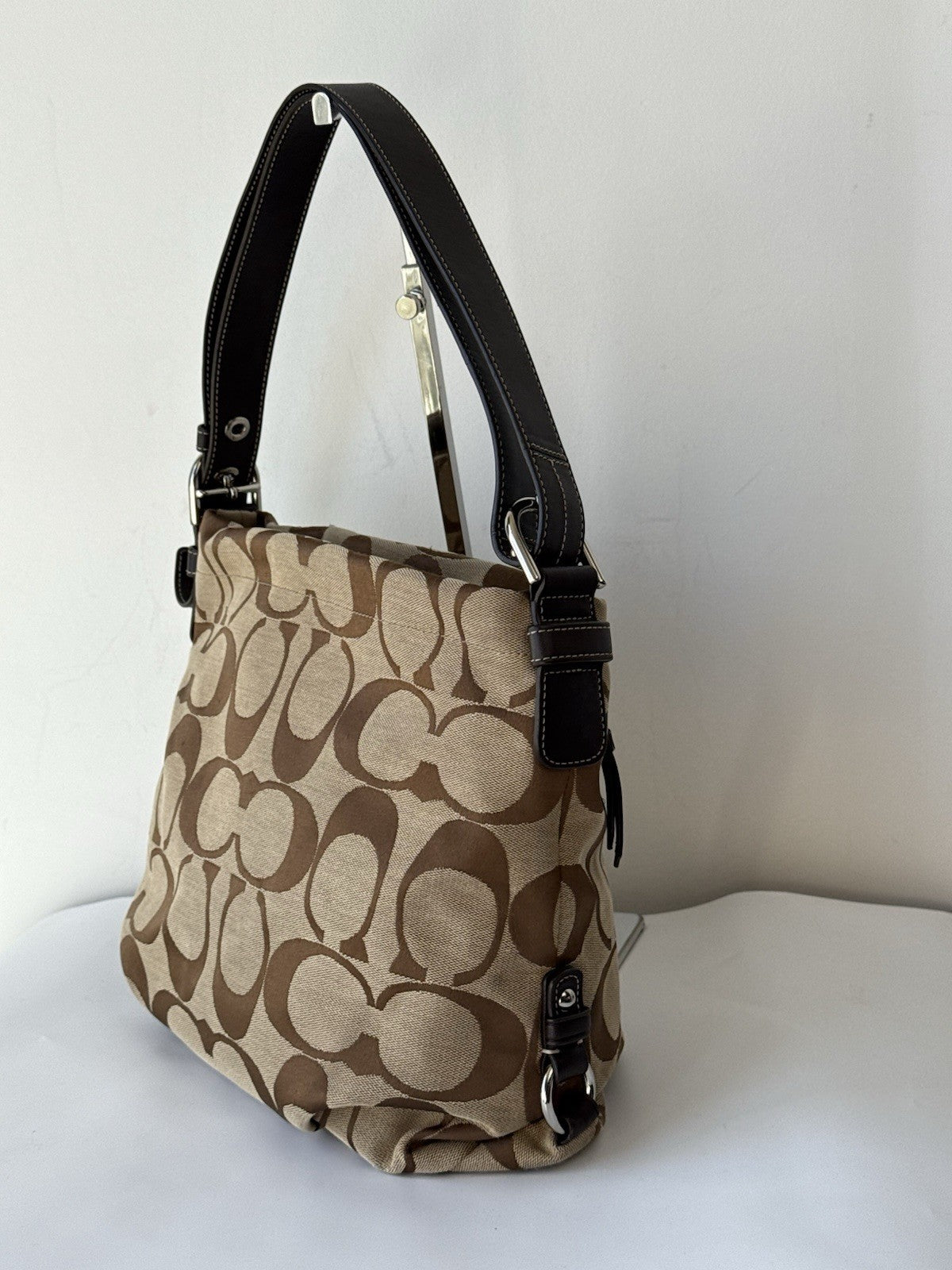 Vintage Coach Hobo Bag Brown & Beige Signature Crossbody Bag 00s Y2K