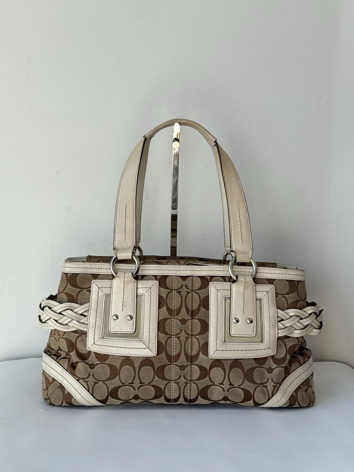 Vintage Coach Soho Bag Beige & Brown Signature Coach Handbag 00s Y2K