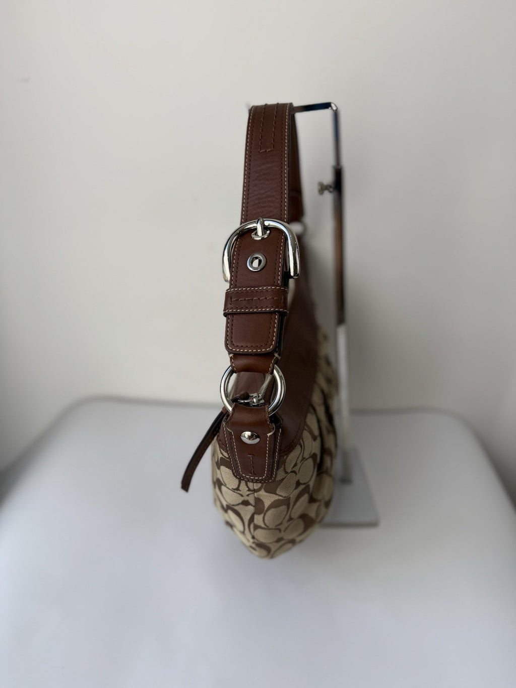 Vintage Coach Soho Pleated Bag Brown Signature Coach Hobo Bag  00s Y2K