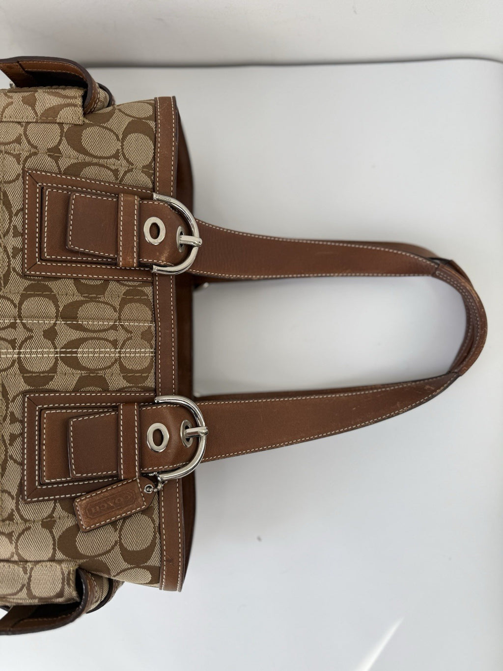Vintage Coach Carryall Tote Bag Brown Signature Handbag 00s Y2K Bag