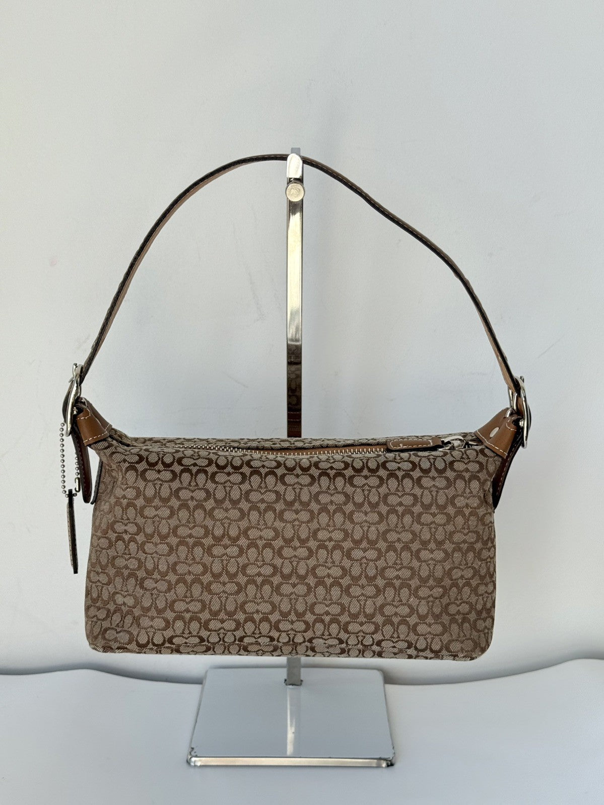 Vintage Coach East West Bag Tan & Beige  Coach Signature Handbag 00s Y2K