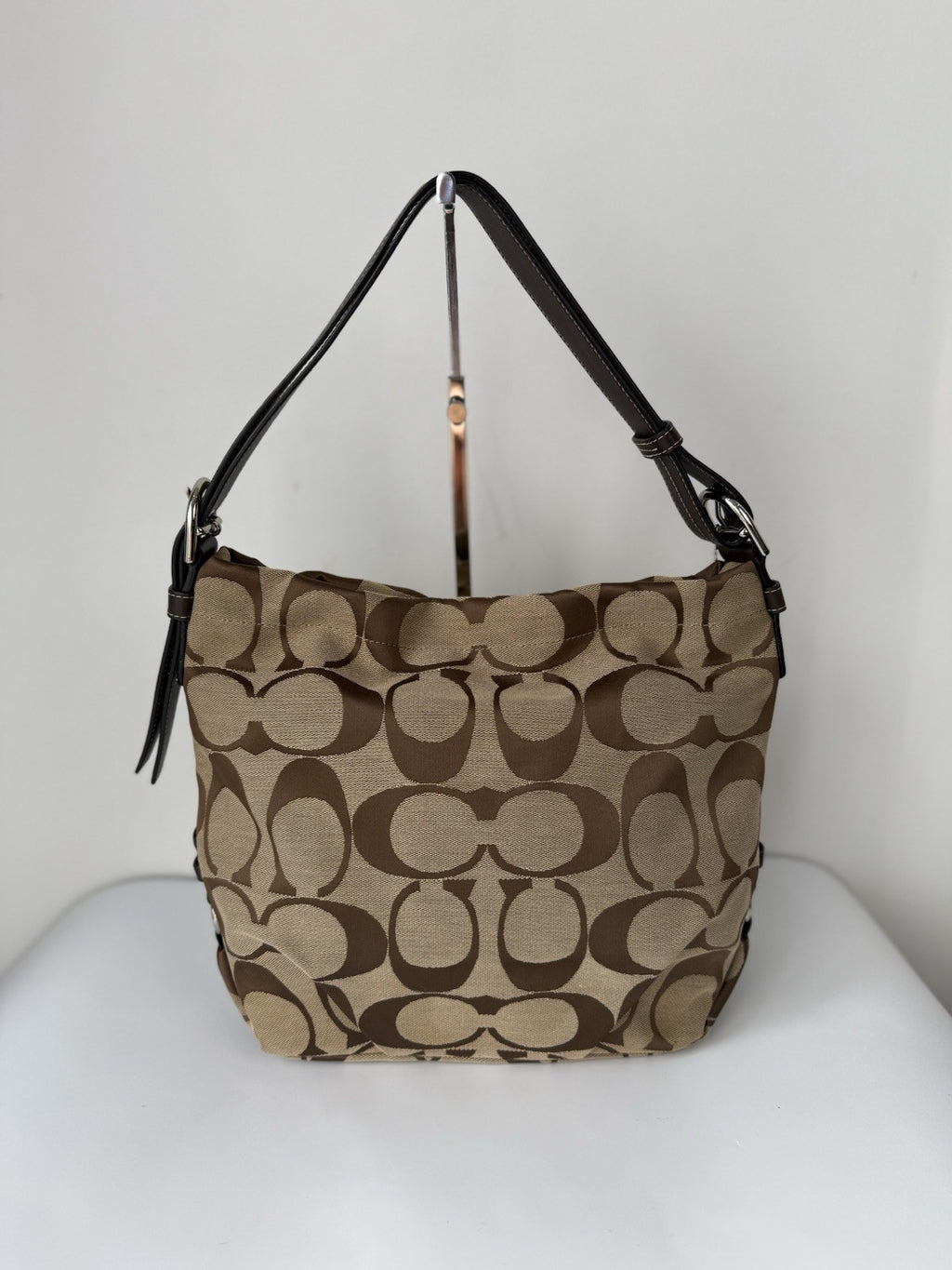 Vintage Coach Bag Brown & Beige Signature Crossbody Bag 00s Y2K Shoulder Bag
