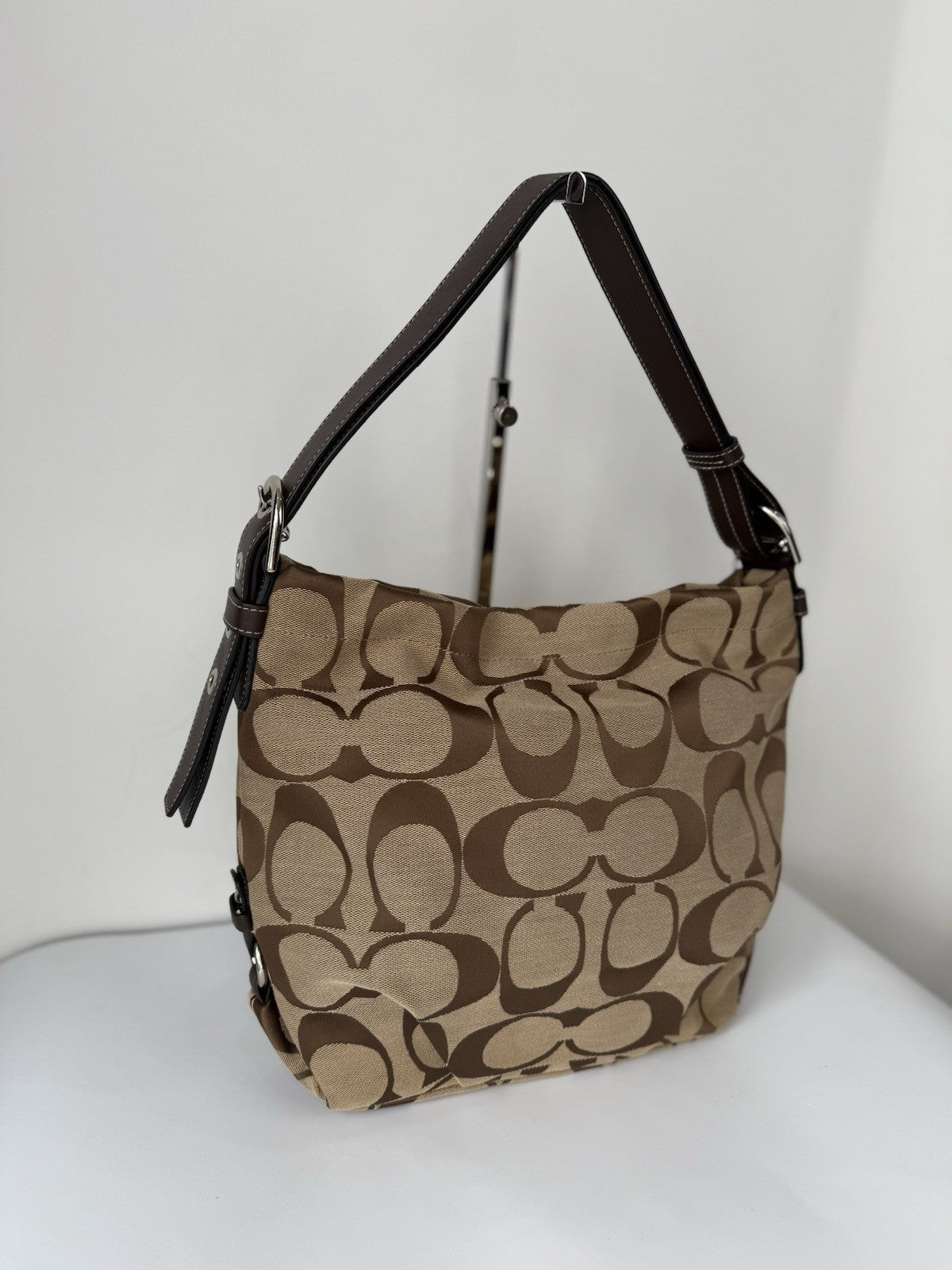 Vintage Coach Bag Brown & Beige Signature Crossbody Bag 00s Y2K Shoulder Bag