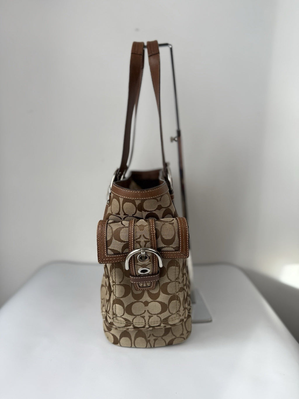 Vintage Coach Carryall Tote Bag Brown Signature Handbag 00s Y2K Bag