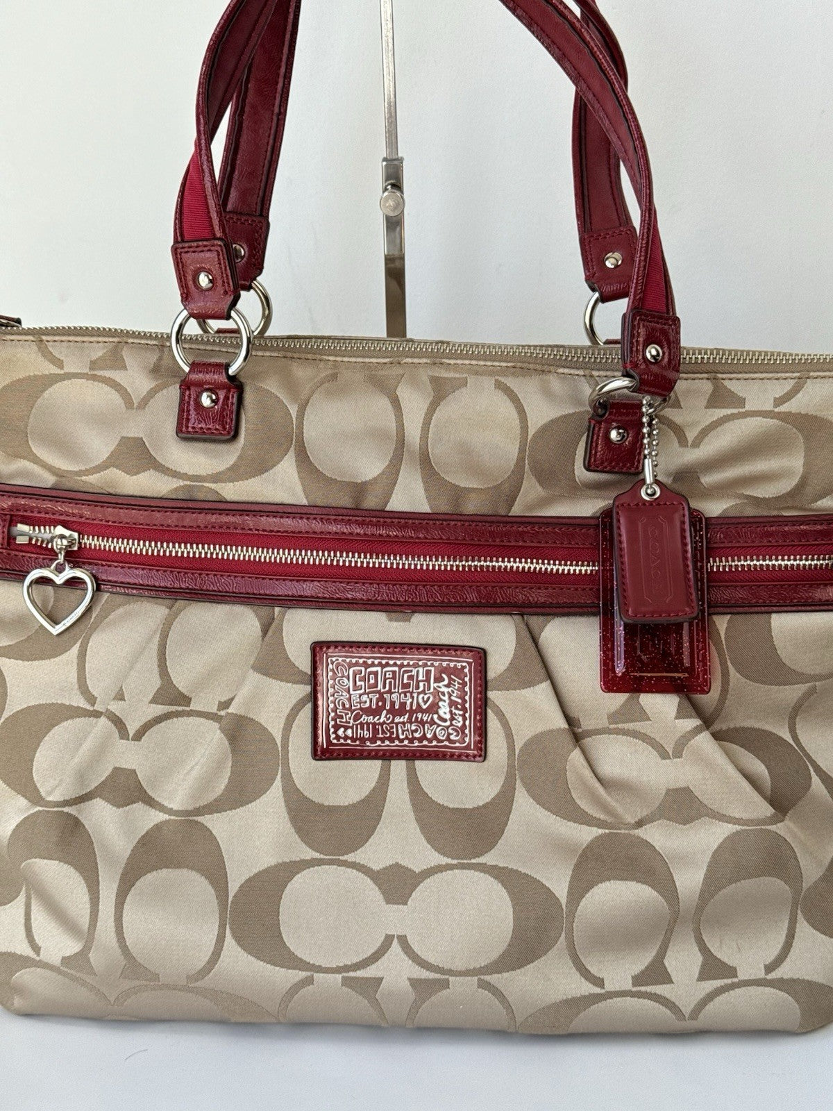 Vintage Coach Poppy Signature Sateen Pocket Tote Bag 00s Y2K handbag