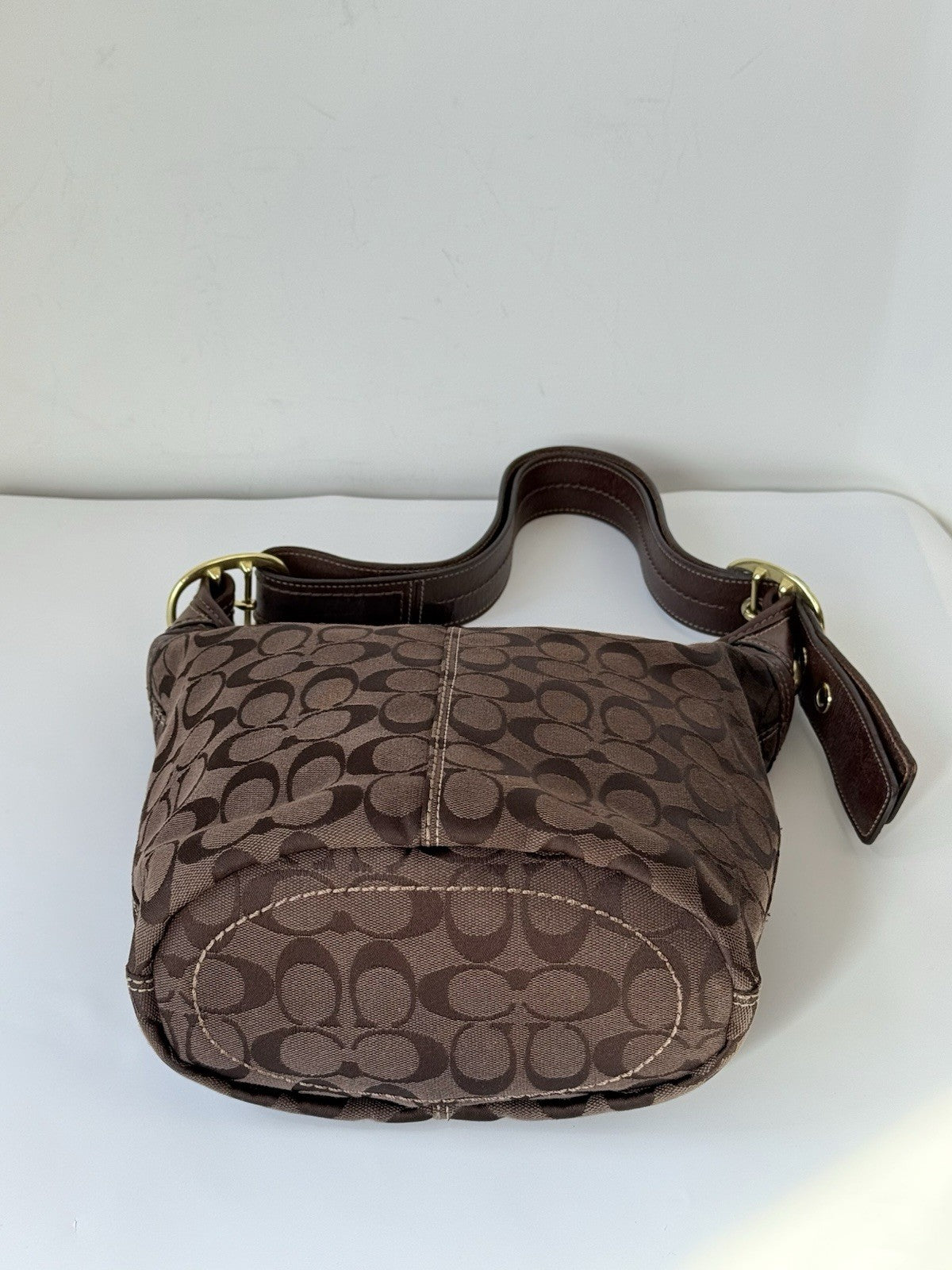 Vintage Coach Bleecker Brown Signature Bucket Bag 00s Y2K Shoulder Bag