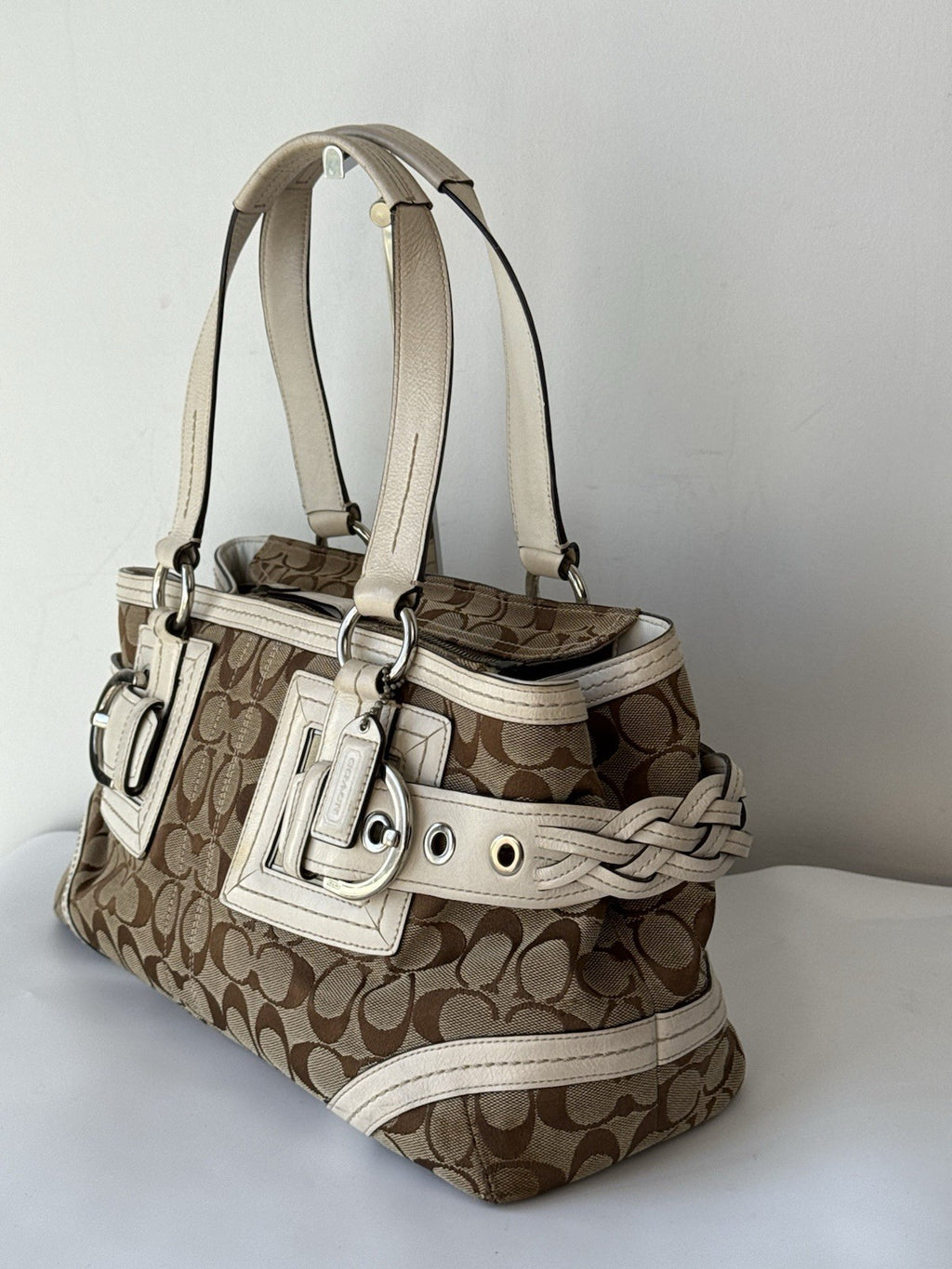 Vintage Coach Soho Bag Beige & Brown Signature Coach Handbag 00s Y2K