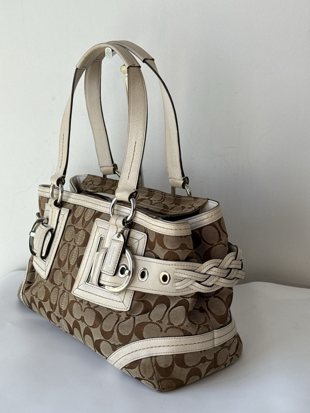 Vintage Coach Soho Bag Beige & Brown Signature Coach Handbag 00s Y2K
