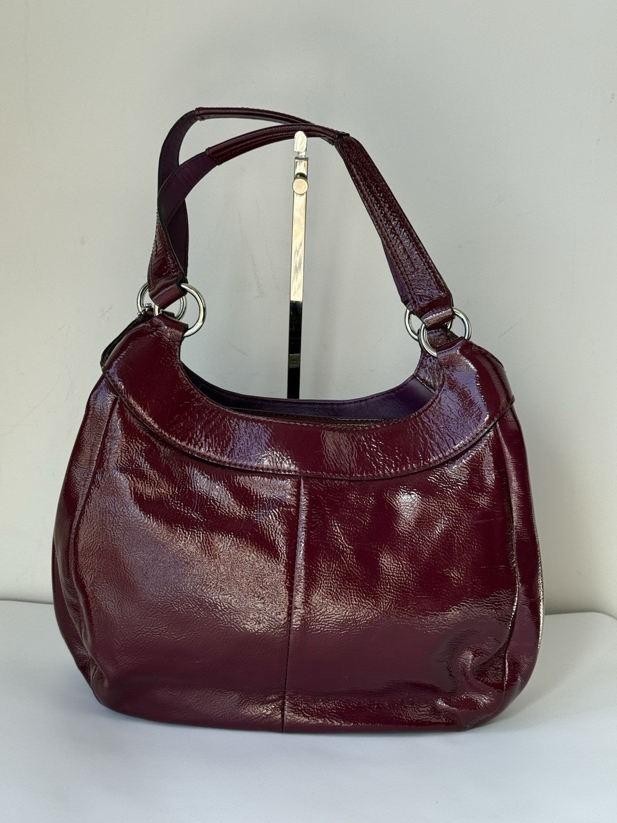 Vintage Coach Soho Hobo Bag Crimson Plum Patent Leather Shoulder Bag 00s Y2K