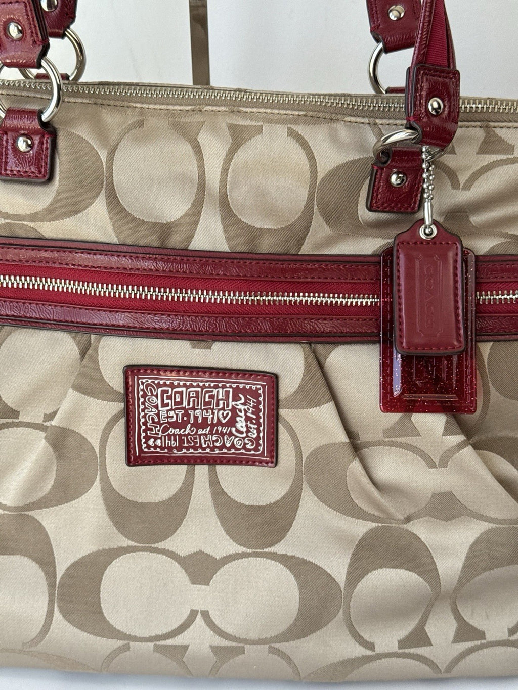 Vintage Coach Poppy Signature Sateen Pocket Tote Bag 00s Y2K handbag