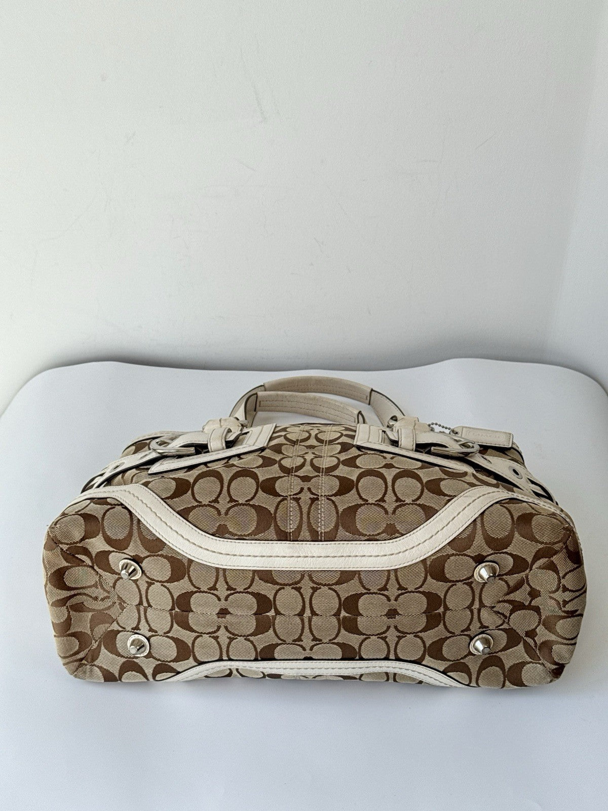 Vintage Coach Soho Bag Beige & Brown Signature Coach Handbag 00s Y2K
