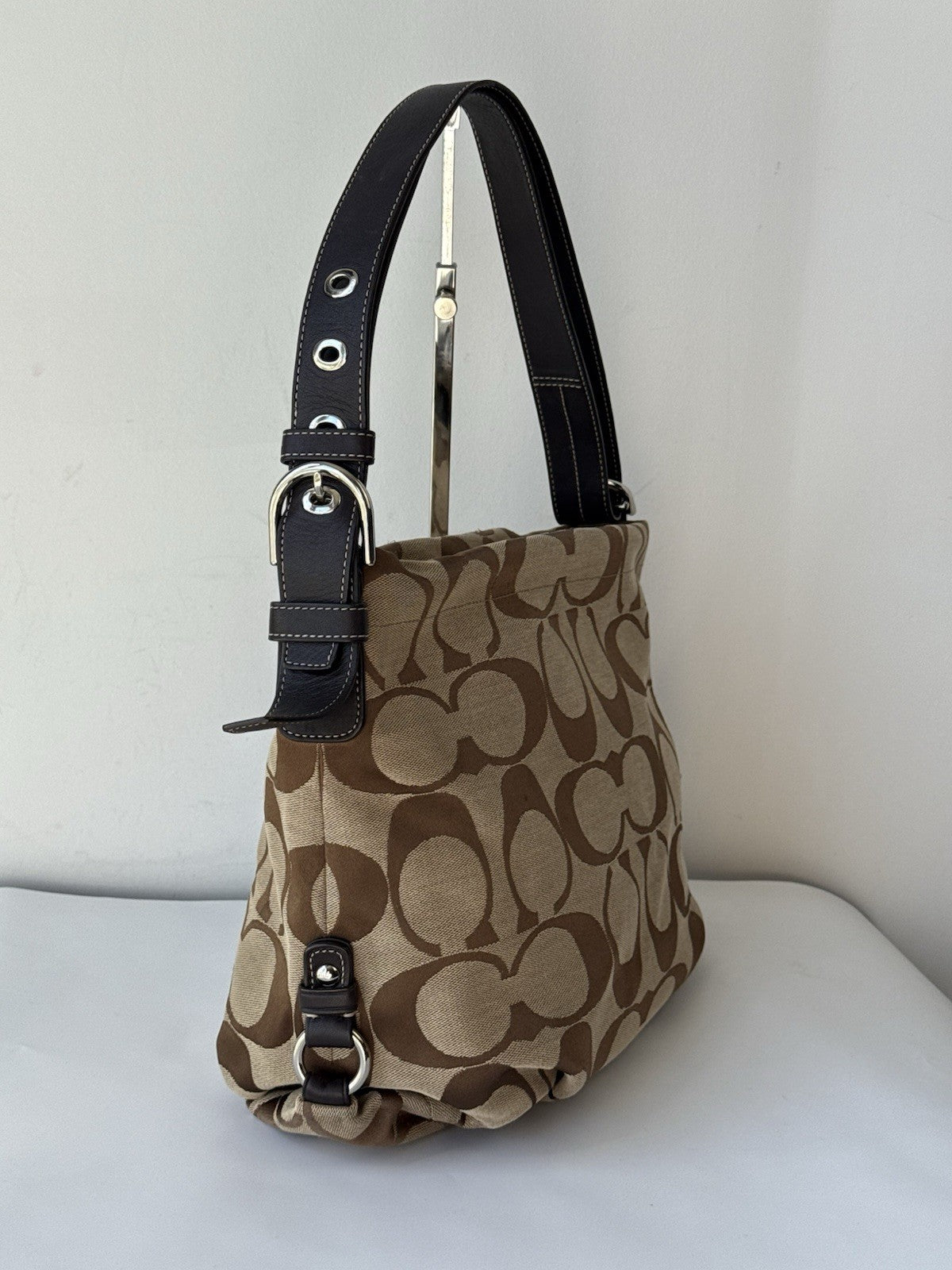 Vintage Coach Hobo Bag Brown & Beige Signature Crossbody Bag 00s Y2K