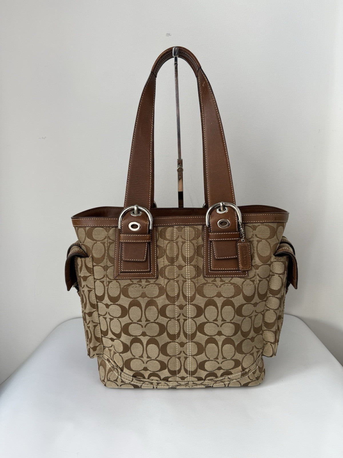 Vintage Coach Carryall Tote Bag Brown Signature Handbag 00s Y2K Bag