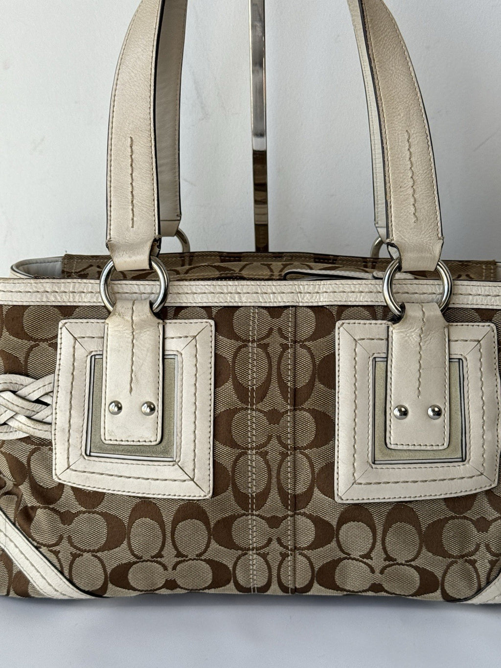 Vintage Coach Soho Bag Beige & Brown Signature Coach Handbag 00s Y2K