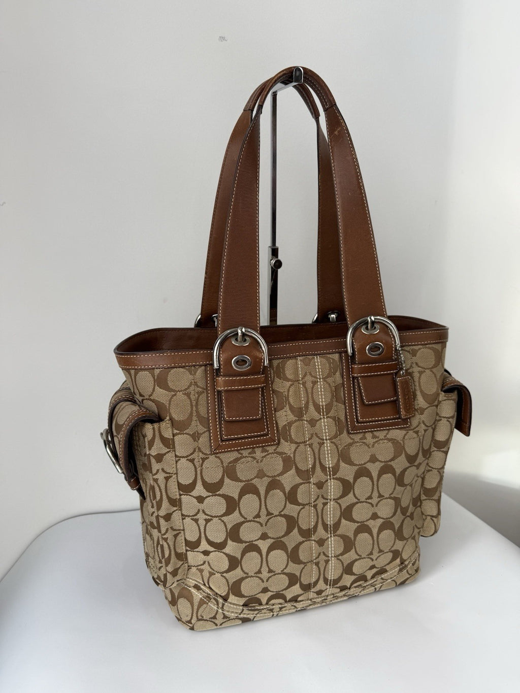 Vintage Coach Carryall Tote Bag Brown Signature Handbag 00s Y2K Bag