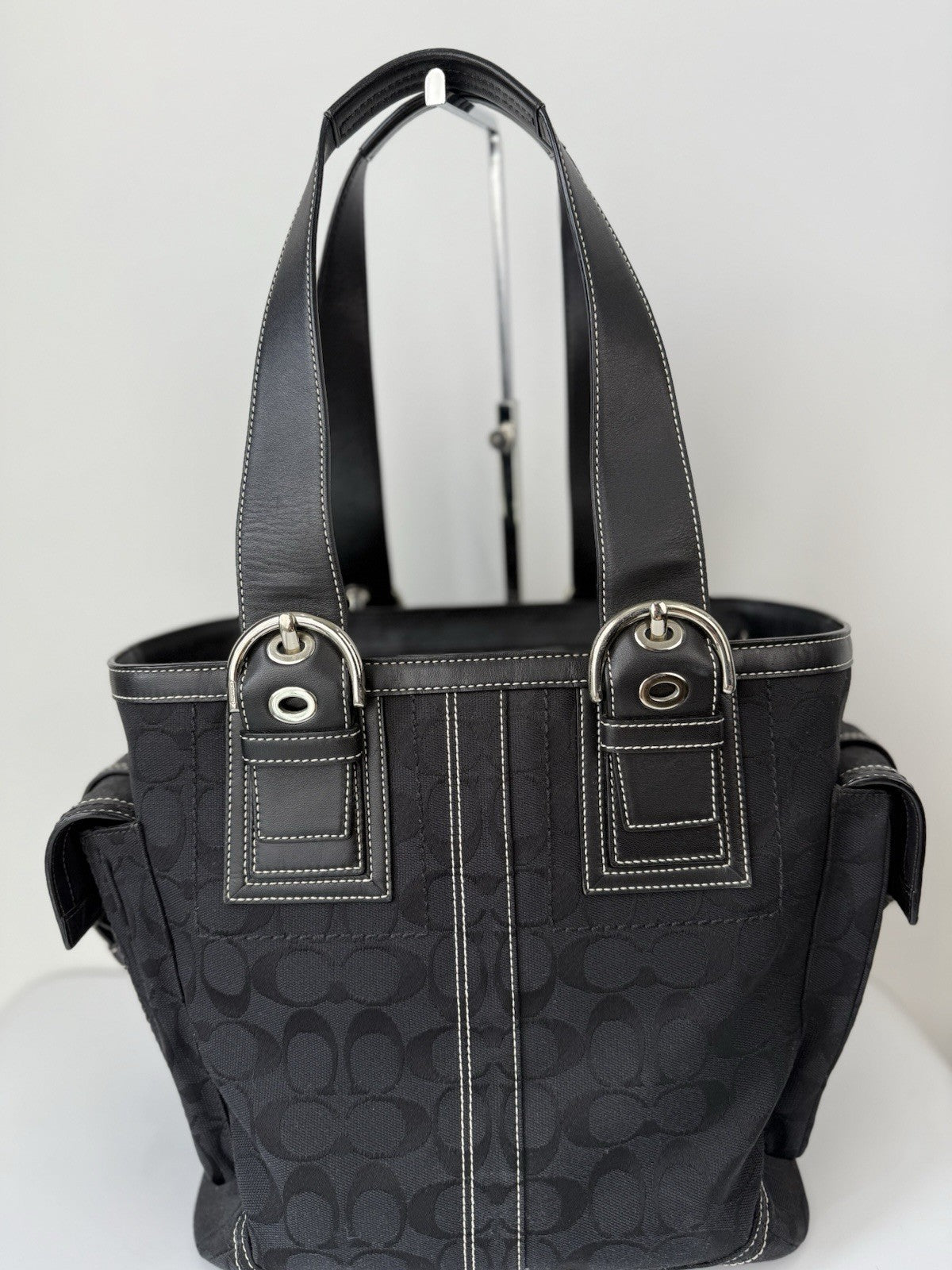 Vintage Coach Carryall Tote Bag Black Signature Handbag 00s Y2K Bag