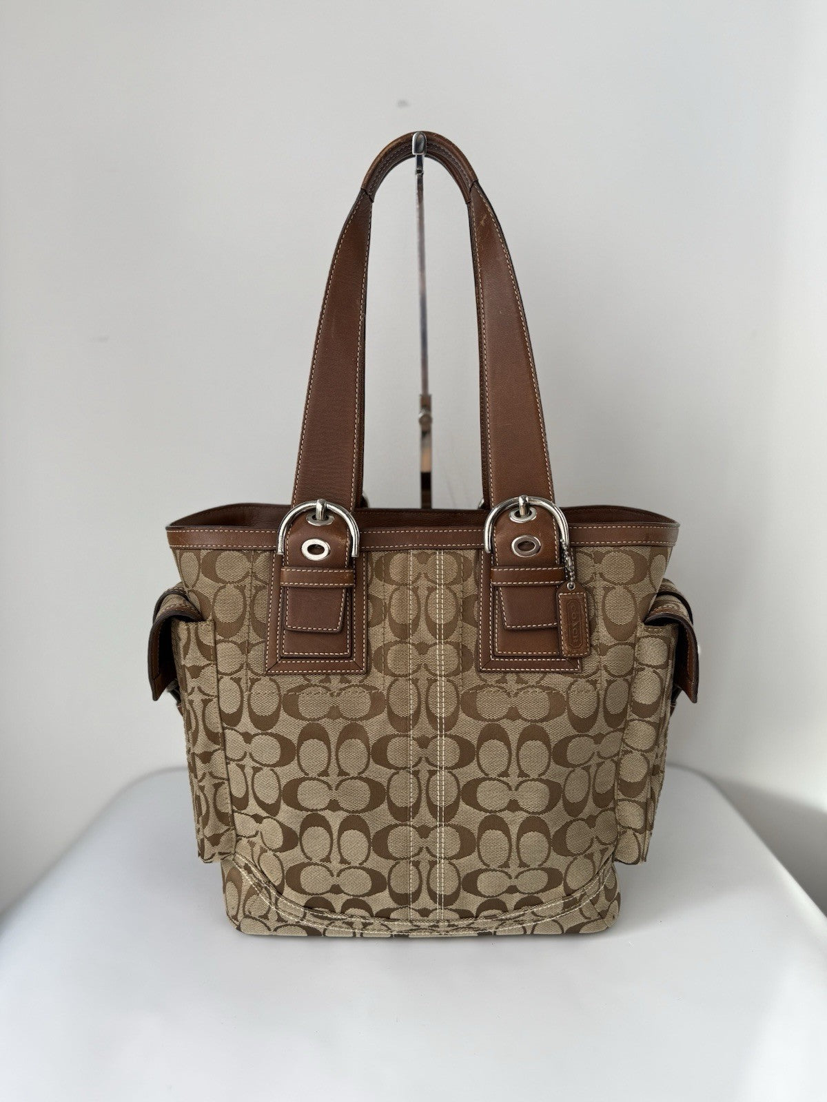 Vintage Coach Carryall Tote Bag Brown Signature Handbag 00s Y2K Bag
