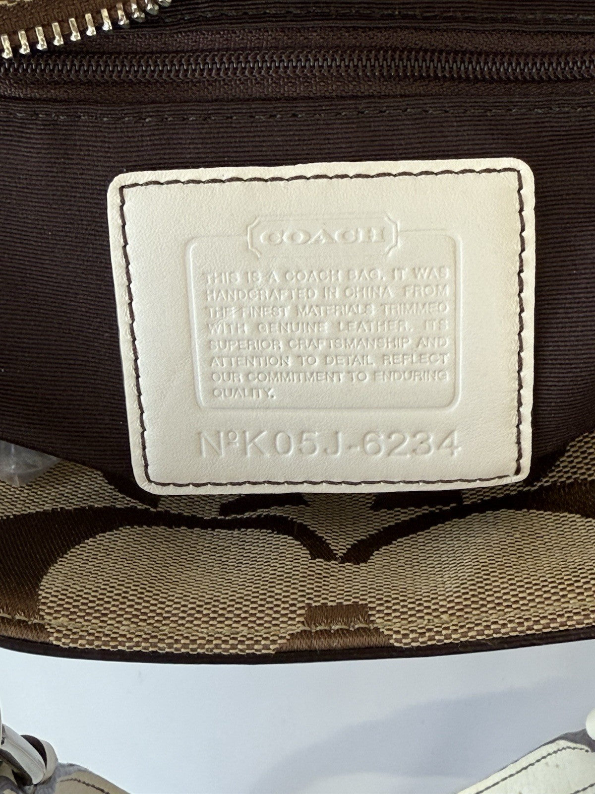 Vintage Coach Tote Bag Khaki/Beige Signature Coach Handbag 00s Y2K