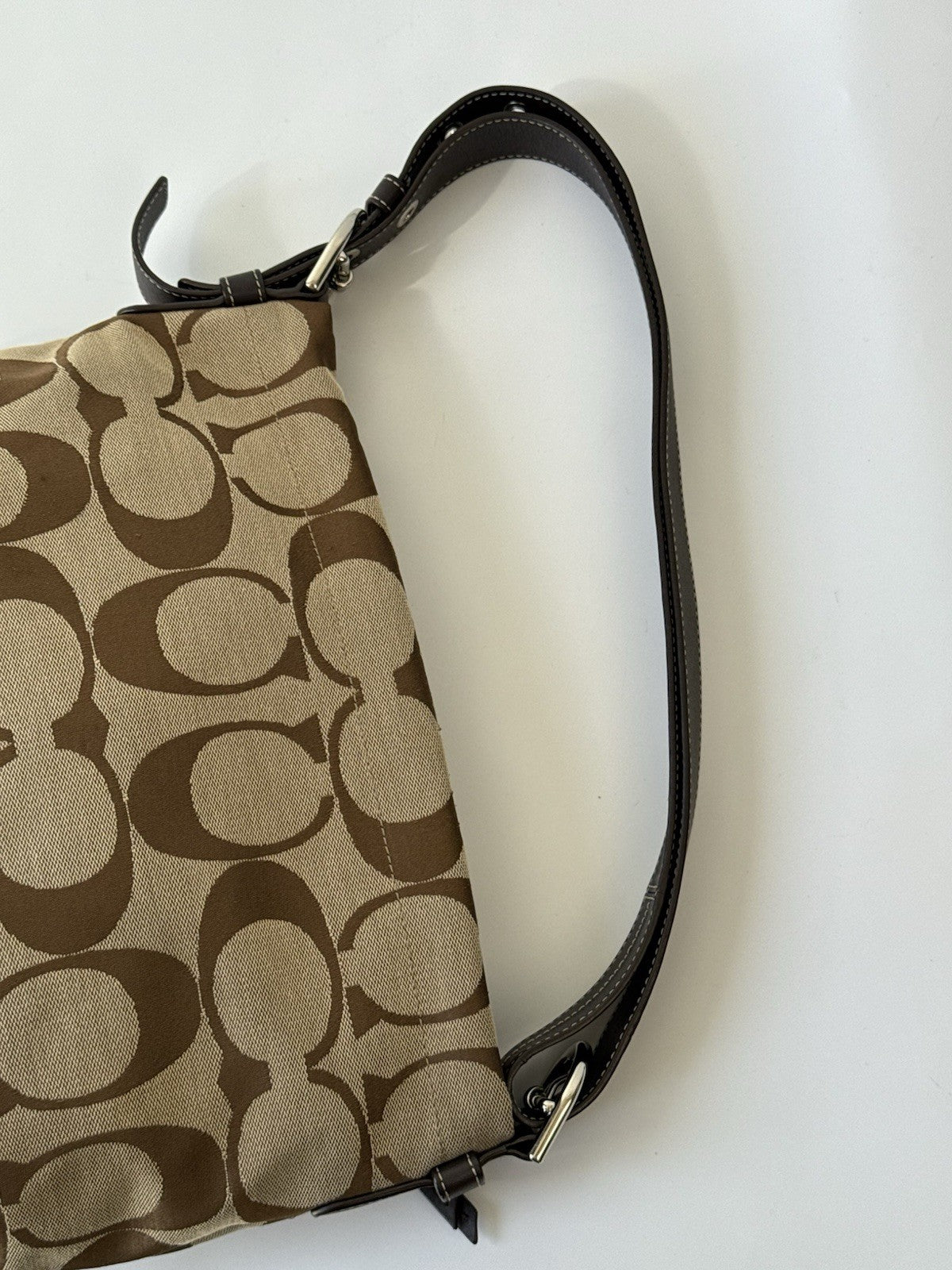 Vintage Coach Hobo Bag Brown & Beige Signature Crossbody Bag 00s Y2K