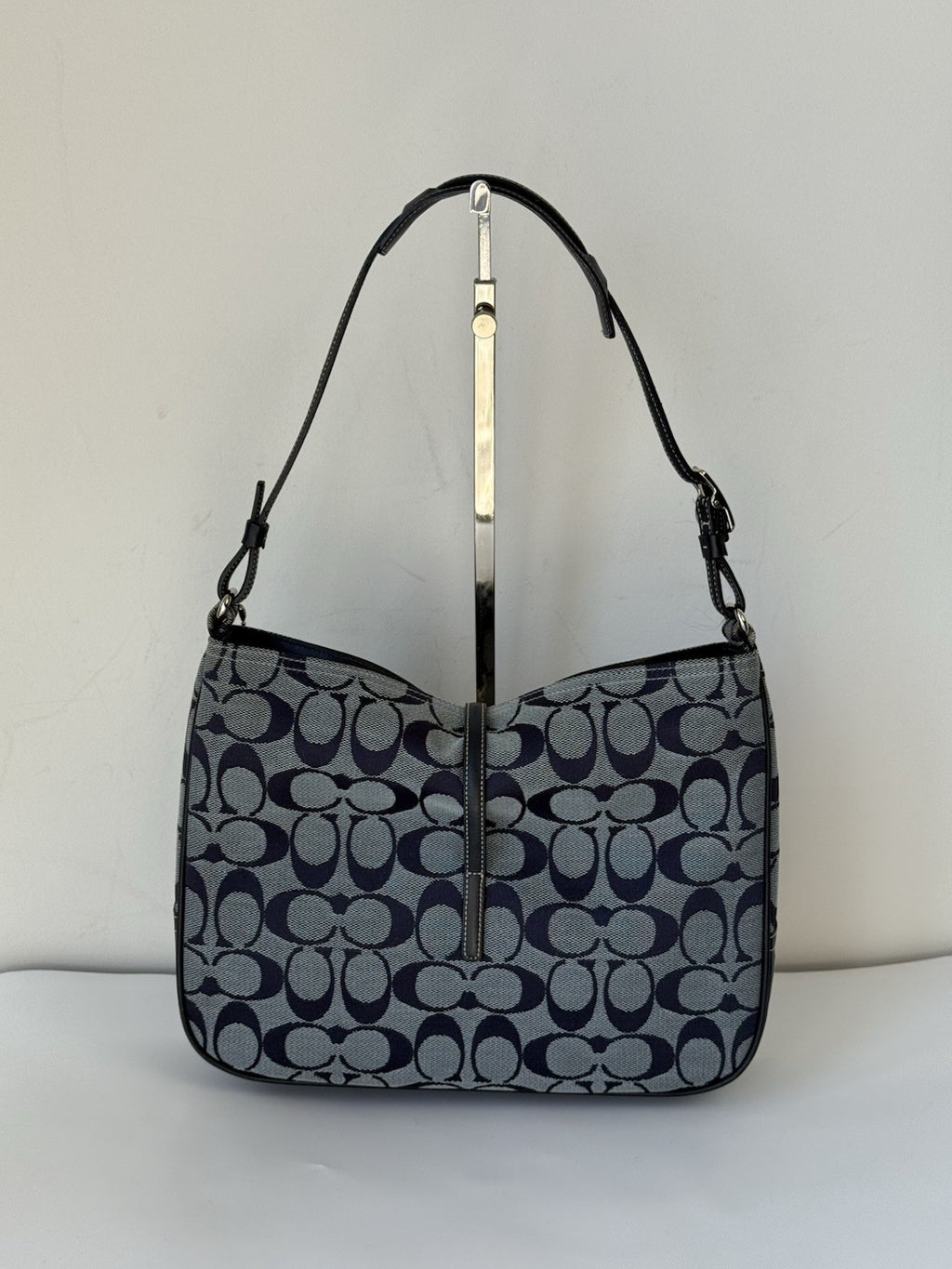 Vintage Coach Hampton Bag Blue & Black Signature Coach Shoulder Bag 00s Y2K