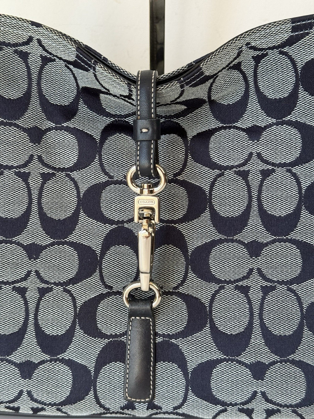 Vintage Coach Hampton Bag Blue & Black Signature Coach Shoulder Bag 00s Y2K