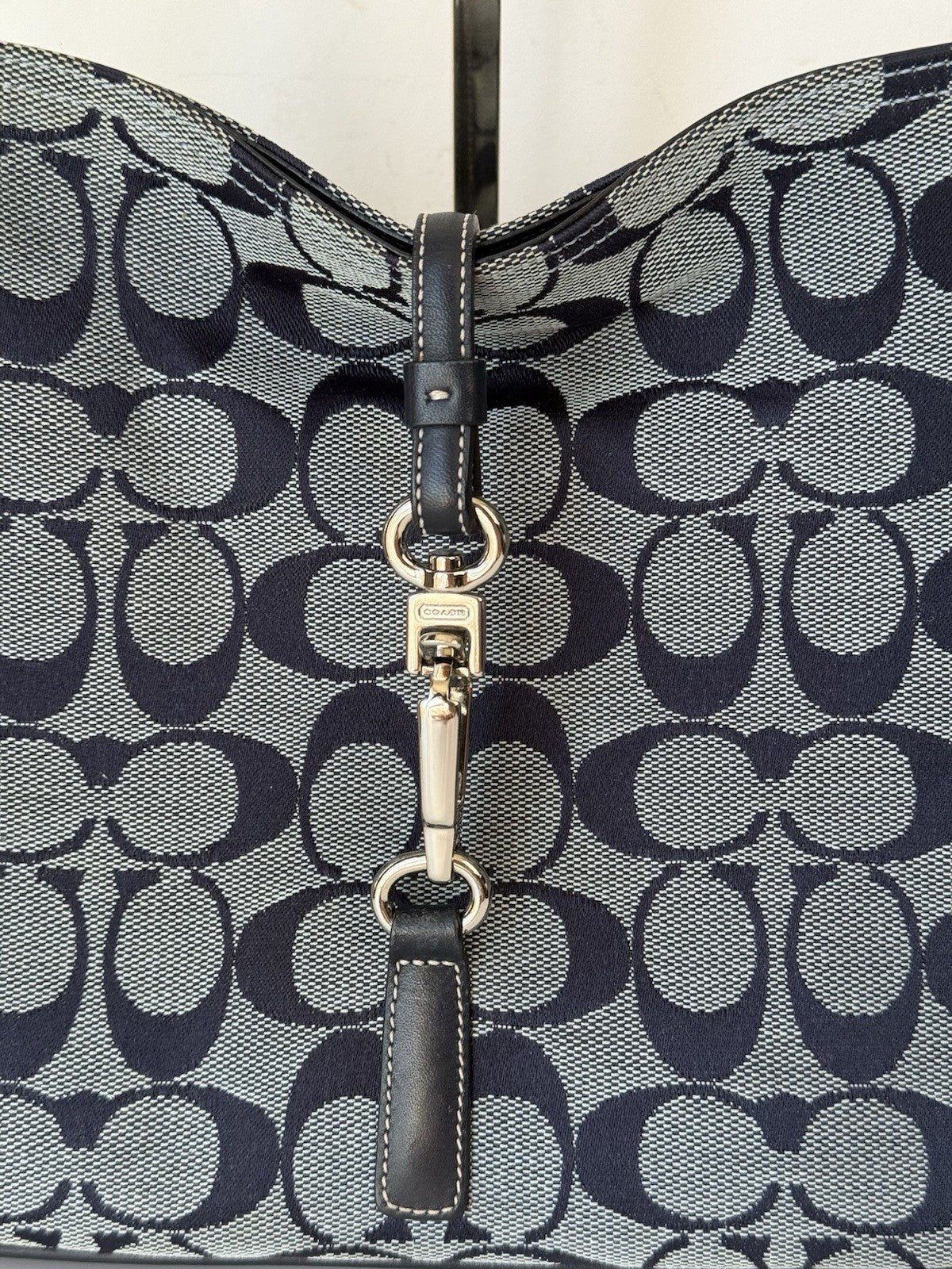 Vintage Coach Hampton Bag Blue & Black Signature Coach Shoulder Bag 00s Y2K