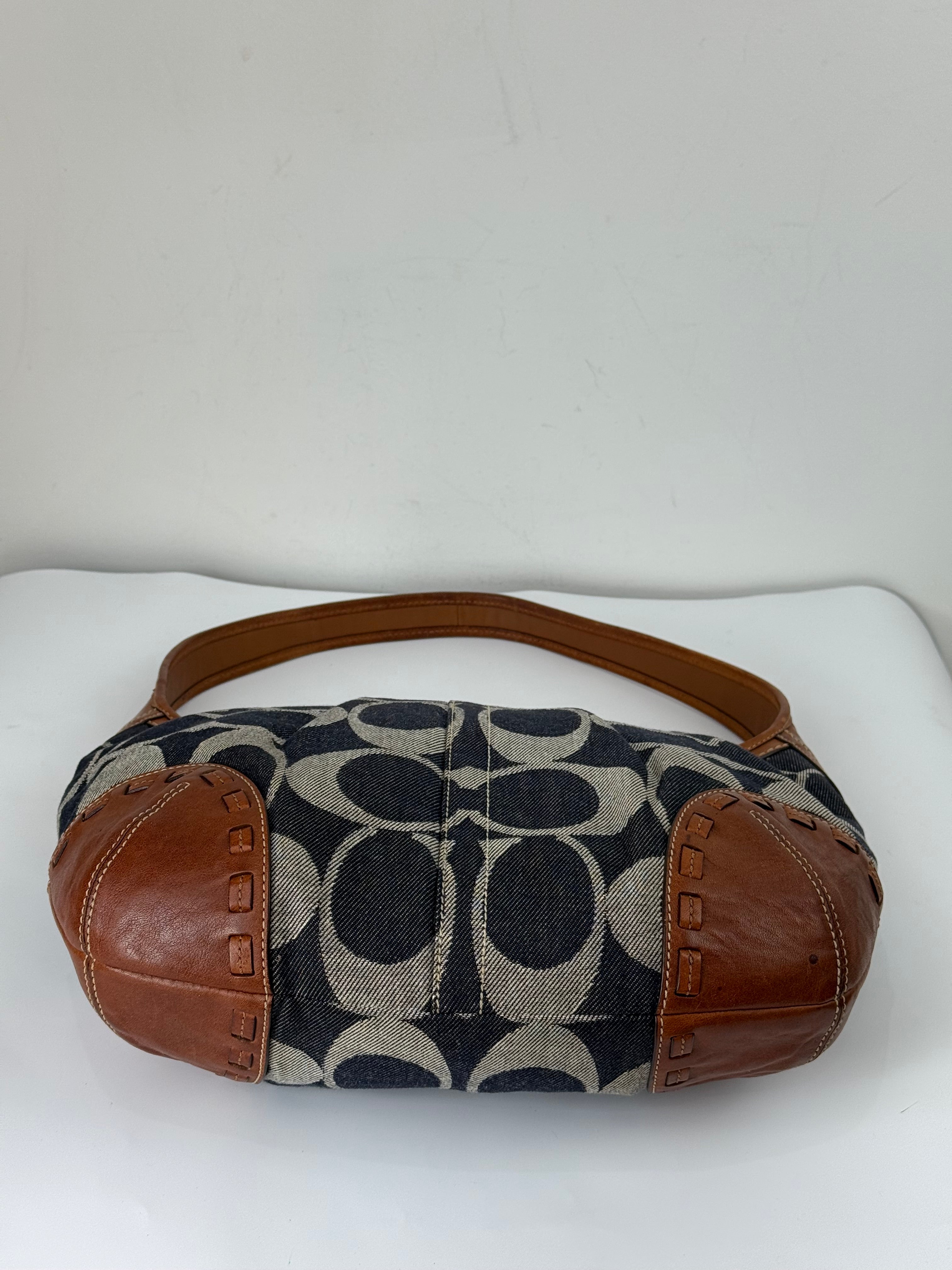 Vintage Coach Denim Ergo Soho Shoulder Bag Coach Blue Signature Handbag 00s Y2K