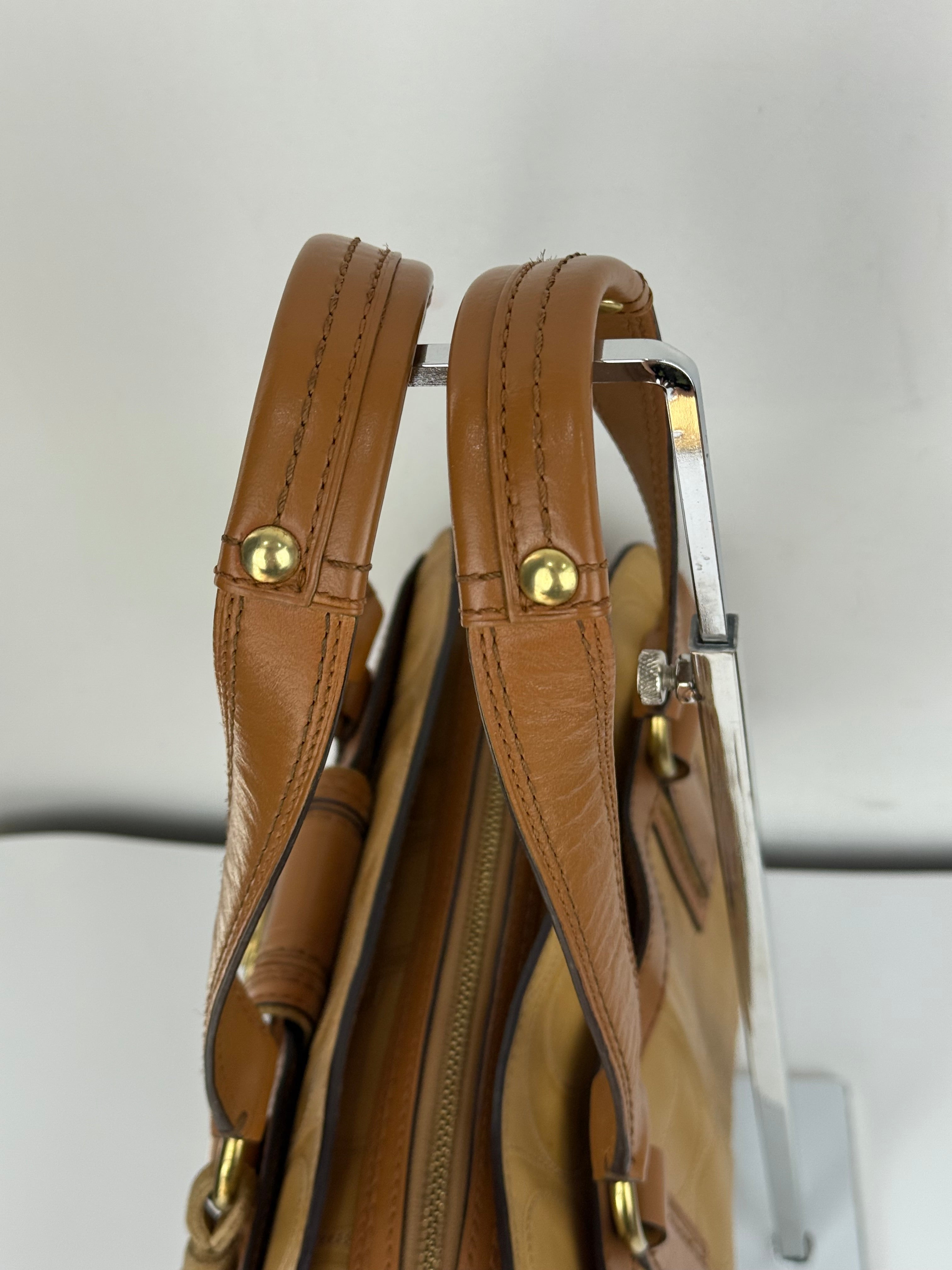 Vintage Coach Hampton Turn-lock Bag Coach Brown/Tan Leather Y2K HandBag