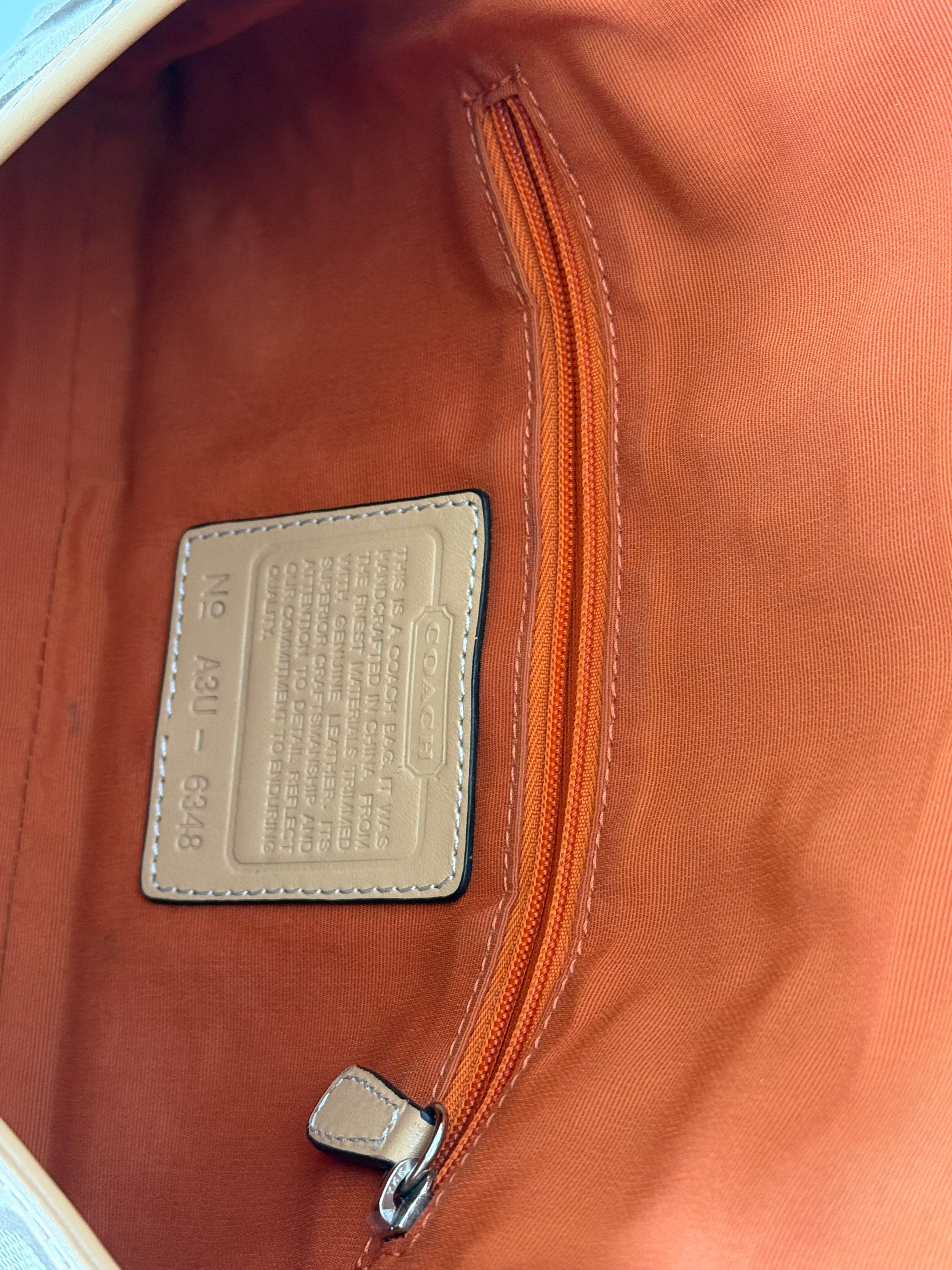 Vintage Coach Demi Clip Bag Brown Tan Signature Canvas Shoulder Bag Y2K