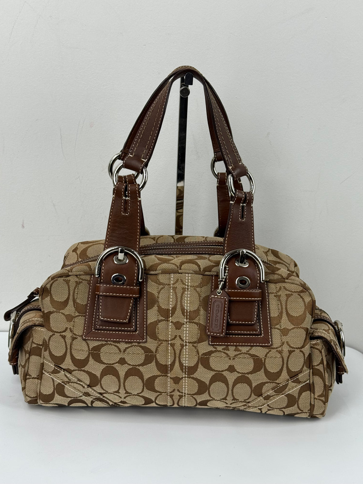 Vintage Coach Dark Brown Boston Satchel Soho Mia Signature Shoulder Bag 00s Y2K