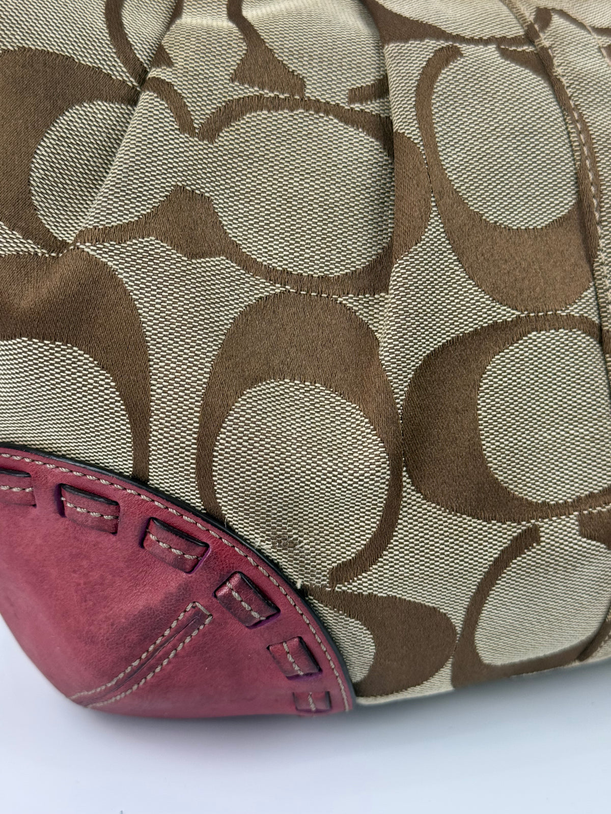 Vintage Coach Ergo Pleated Hobo Bag Coach Signature Bag With Magenta Pink Leather 00s Y2K
