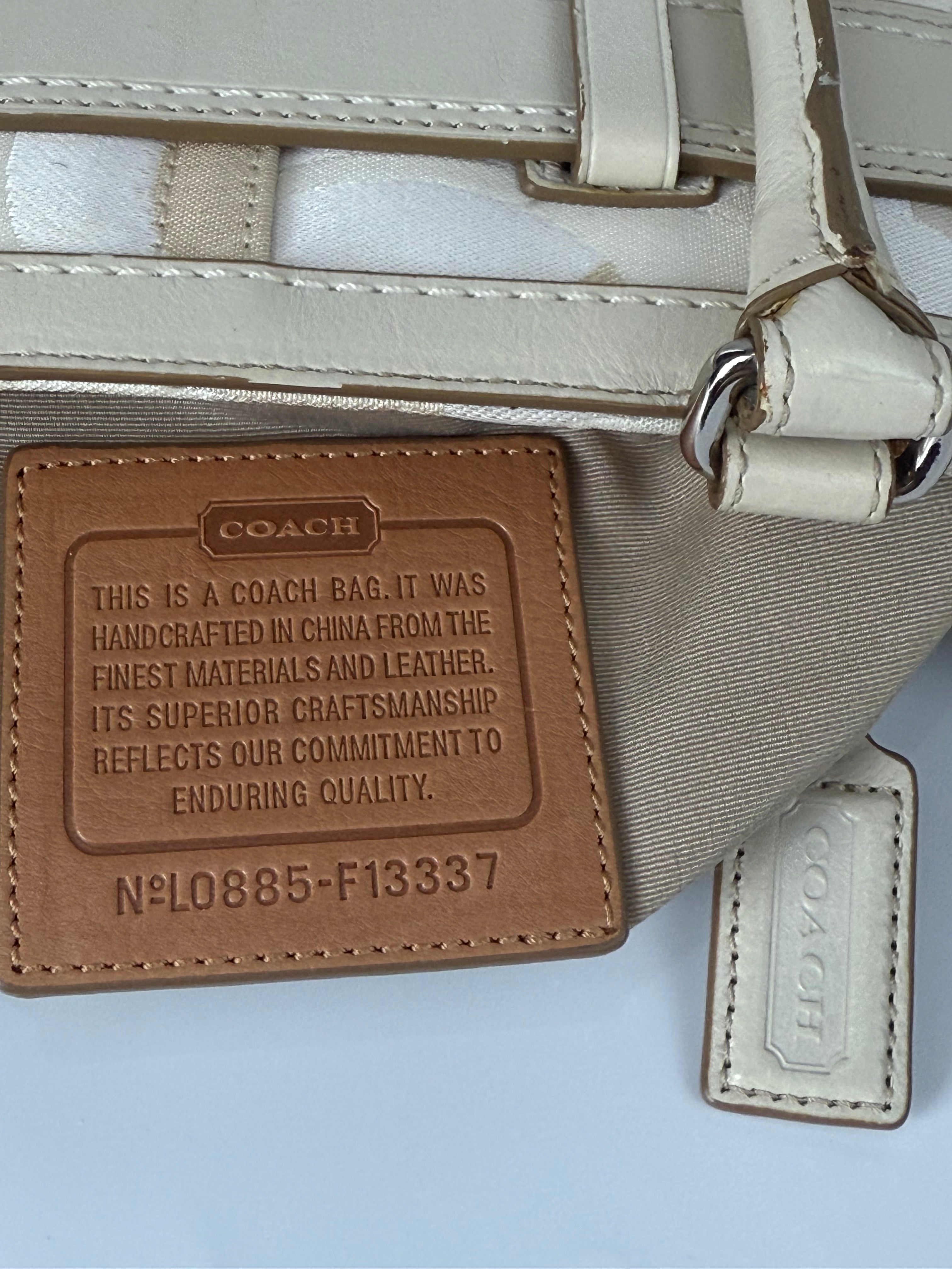 Vintage Coach Hampton Tote Bag Coach White/Tan Signature Y2K Handbag